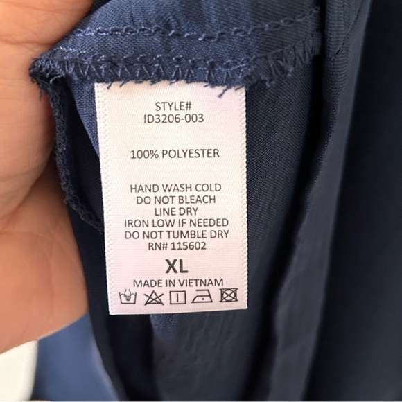 LUSH Rolled Wrap Dress Sleeves Navy Blue Women Size XL - Picture 10 of 12